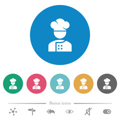 Chef flat round icons