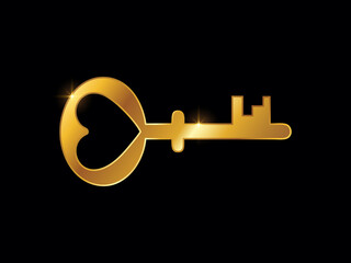 Golden Love key glyph icon love
