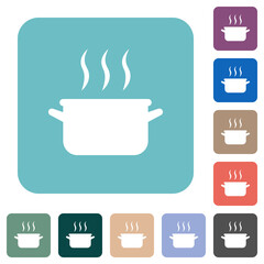Steaming pot rounded square flat icons