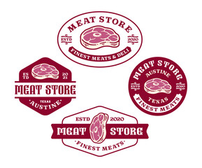 set of logo badge meat store in vintage design