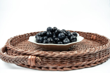 Group of fresh ripe blueberries on white background