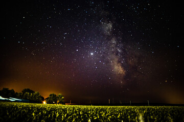 Milky way seen from rural farm land