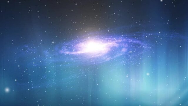 galaxy with a cloud surface nebula foreground, the universe.