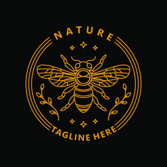 bee monoline vector logo tamplate