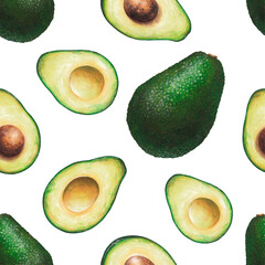 food sketch ripe delicious avocado marker drawing pattern 3 on white background