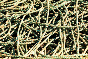 Texture of ropes in the port