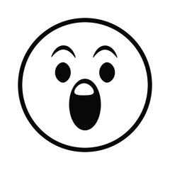 Fototapeta premium Cute solid line social media astonished face emoji on white background. Royalty-free.