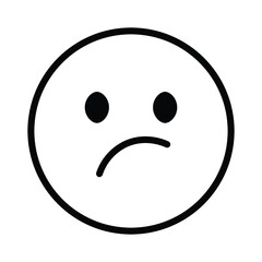 Cute solid line social media confused face emoji on white background. Royalty-free.