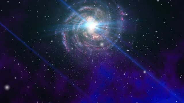 blue nebula cloud against the background of a moving galaxy, universe