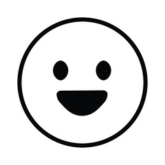 Fototapeta premium Cute solid line social media grinning face emoji on white background. Royalty-free.