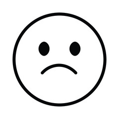 Cute solid line social media slightly frowning face emoji on white background. Royalty-free.
