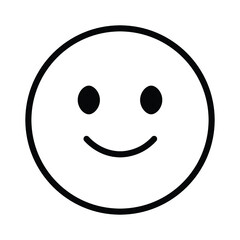 Cute solid line social media slight smiling face emoji on white background. Royalty-free.