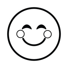 Cute solid line social media smiling face with smiling eyes emoji on white background. Royalty-free.