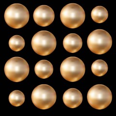 3d set gold pearl on a black background. Great design for any purpose, fashionable style.Template set.Metal copper texture. Bronze gold. Metallic pattern.
 3d vector. Silver texture. Metallic pattern.