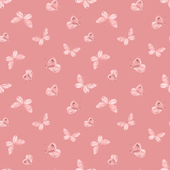 Red  butterfly seamless pattern. Watercolor butterfly background