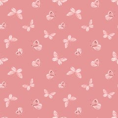 Red  butterfly seamless pattern. Watercolor butterfly background