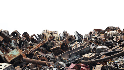 Mountain of scrap metal ready for recycling - obrazy, fototapety, plakaty