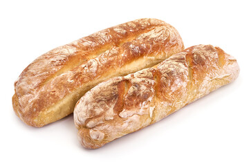 Freshly baked bread, isolated on white background. High resolution image