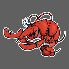 Big Fat Red Lobster cartoon character smiles and greeting, best for mascot or logo for seafood restaurant or summer camp