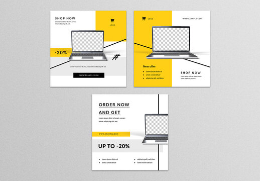 Social Posts with Personal Computer Screen Mockups