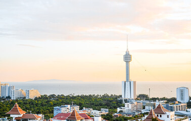 Pattaya Park Tower against the sunset sky
