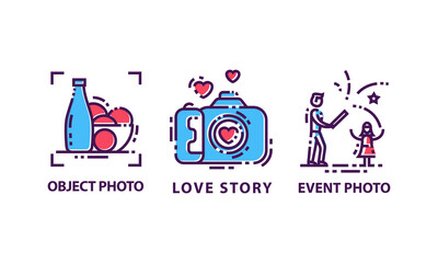 Photography Service and Studio Graphic Icons Vector Set