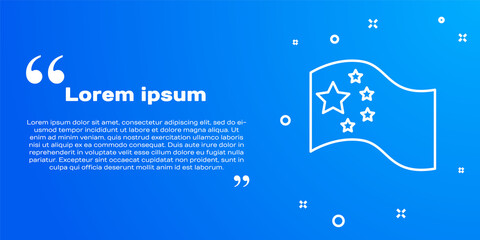 White line China flag icon isolated on blue background. Vector