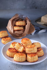 Homemade Flaky Buttermilk Biscuits Ready to Eat. Southern Buttermilk Biscuits. Breakfast Biscuits. 