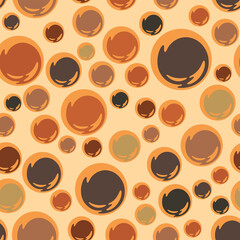 Full Seamless Circle Texture Print Pattern. Dress Fabric. Brown Background Vector. Design for Textile and Home Decoration. 