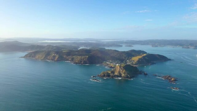 "Aerial view of Tapeka point near Russell, New Zealand"