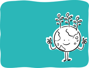 Cartoon earth with trees