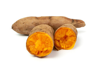 Cooked sweet potato isolated. Steamed sweetpotato, boiled batata