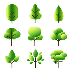 Set of green trees