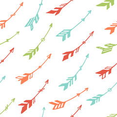 Abstract boho arrows vector seamless ornament. Ethnic vintage design. Native american theme. Hand
