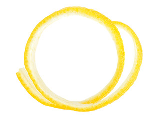 Top view of lemon skin isolated on a white background. Lemon peel. Lemon twist.