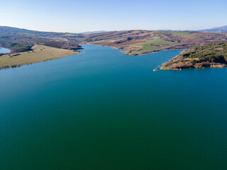 Aerial view of Dyakovo Reservoir, Bulgaria