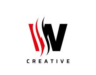W Letter Swoosh Logo Design. Vector Lettering Illustration