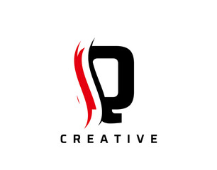 Q Letter Swoosh Logo Design. Vector Lettering Illustration