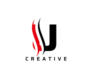 U Letter Swoosh Logo Design. Vector Lettering Illustration