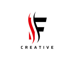 F Letter Swoosh Logo Design. Vector Lettering Illustration