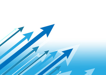 Abstract arrow growth and success graph business sign vector illustrator on blue gradient background.