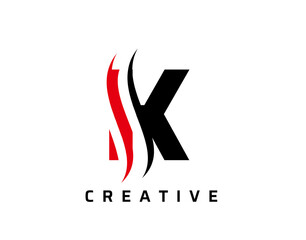 K Letter Swoosh Logo Design. Vector Lettering Illustration