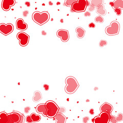 Beautiful red hearts falling vector illustration.