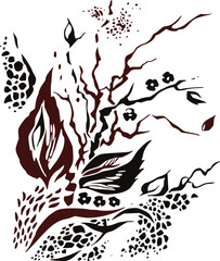 Obraz premium Abstract autumn bouquet of branches with leaves isolated on white background