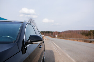 Obraz premium Rearview mirror outside the car.