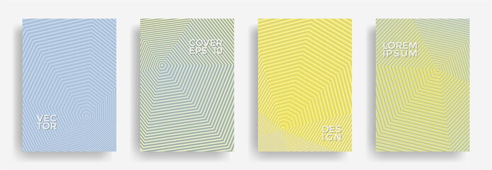 Hexagonal halftone pattern cover pages vector creative design.