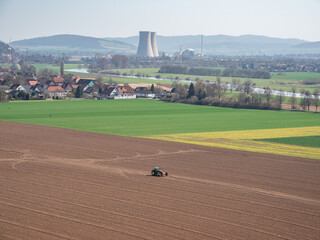 landscape with nuclear power in Grohnde, Germany