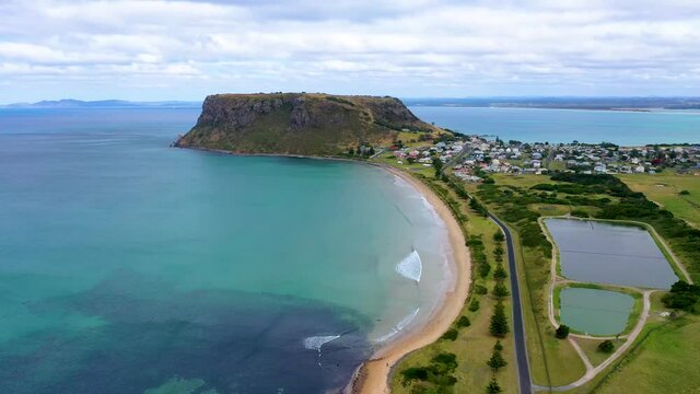 "Stanley in Tasmania viewed behind a beach - Australia"
