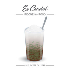 Es Cendol in the glasses is a traditional Indonesian iced sweet dessert.