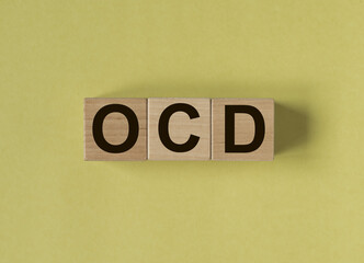 OCD abbreviation, mental disorder. Psychological concept. Obsessive compulsive disease